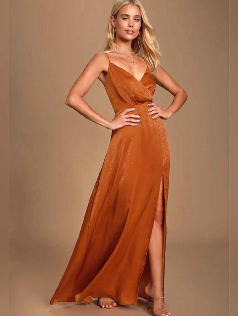 Lulus Constantine Satin Slip Maxi Dress